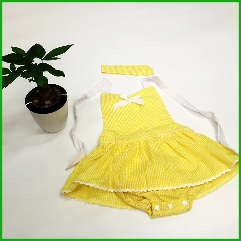 preço barato venda quente macacão de bebê meninas vestidos outfits bebê criança vestidos amarelos adoráveis ​​brancos crianças arco bodysuits frete grátis