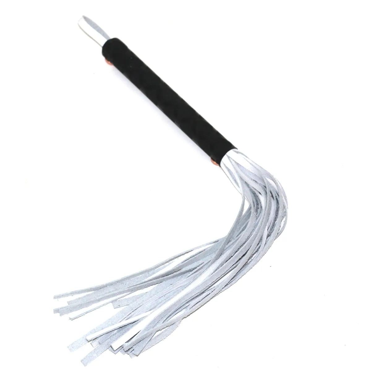 40cm long white real leather flogger whip sm whip flogger toy with shiny handle spanking whip9024148