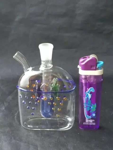 Vente en gros Livraison gratuite ----- Narguilé en verre moulé couleur Poissons / bang en verre / pipe en verre, hauteur 9 cm, taille cigarette