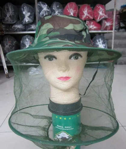 Camouflage Apicoltura Apicoltore Anti-zanzara Bee Bug Insetto Maschera mosche Cappello con rete la testa Protezione il viso Attrezzatura la pesca all'aperto