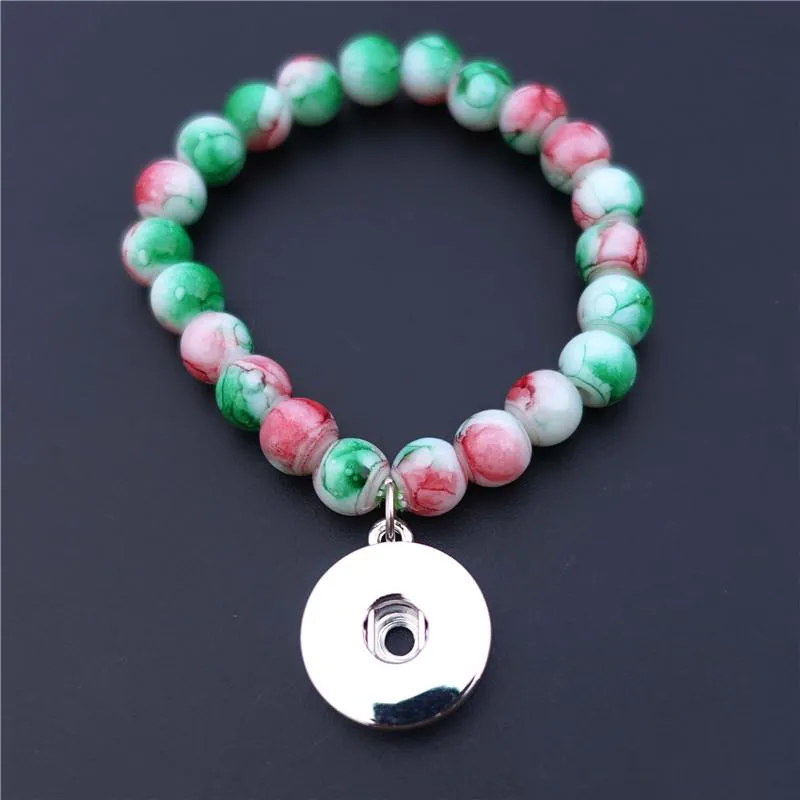 2018 Hot sale Kids Girls 15cm Length Glass Beads Noosa Chunks Metal Ginger 18mm Snap Buttons Bracelet Jewelry Mix Colors Wholesale