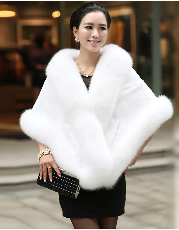 2019 Brasão do casamento do inverno nupcial Faux Fur Wraps Quente xales Casacos Preto Borgonha branco bolero Jacket Mulheres Jacket Prom Party Evening