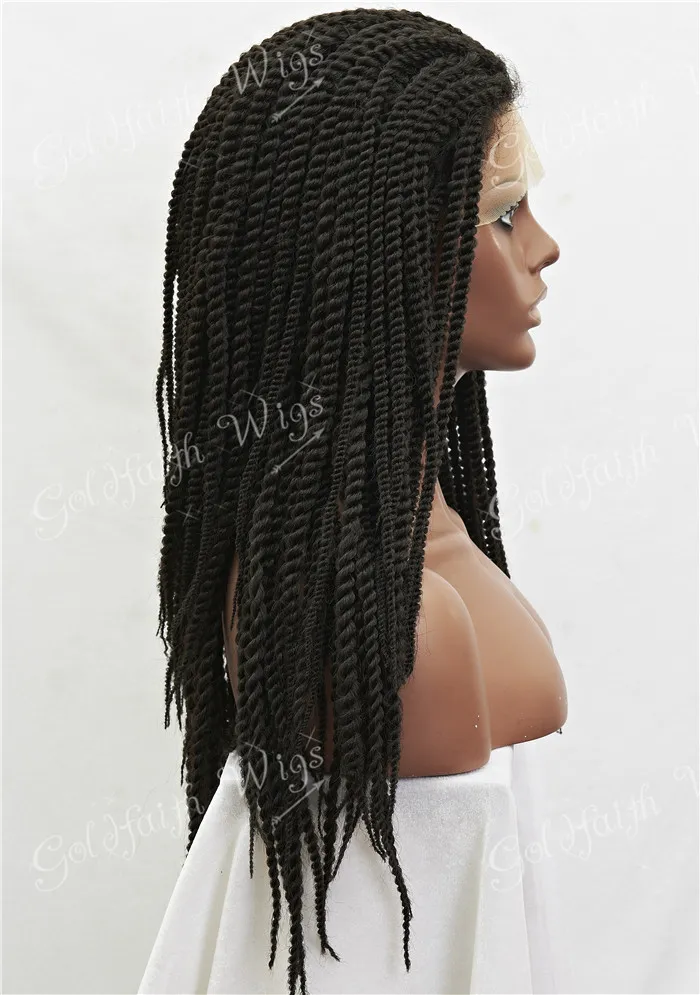 Syntetiskt flätning hår peruk mörkbrun full kanekalon flätade spets fram peruker för svarta kvinnor flätan peruk för afrika American9217406