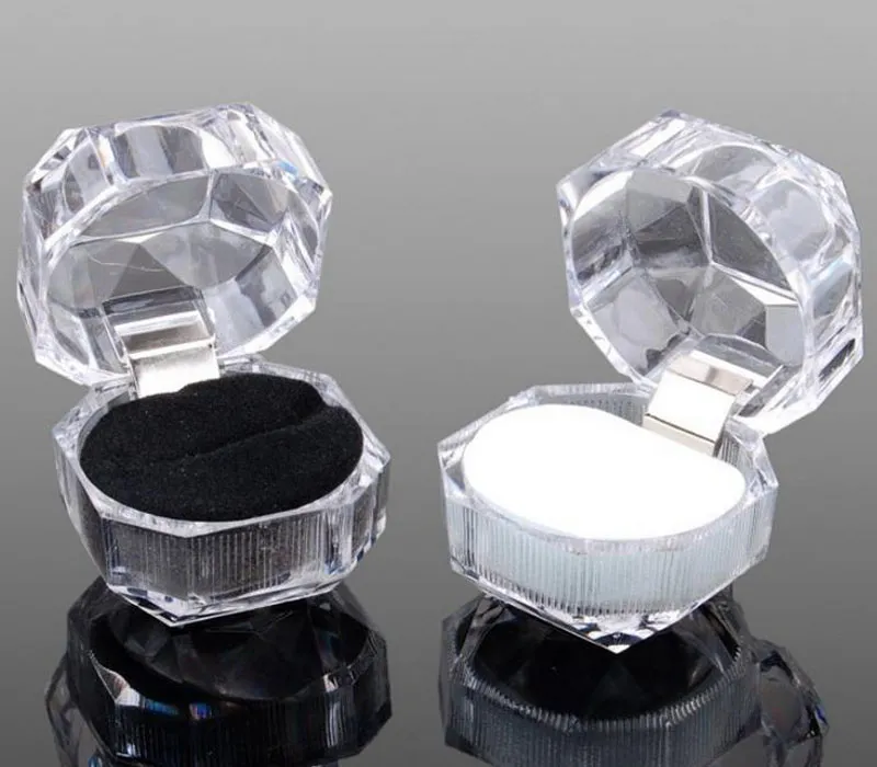 Free shipping 20pcs 3colors Rings Box Jewelry clear Acrylic jewellery Boxes wedding gift box ring stud dust plug box