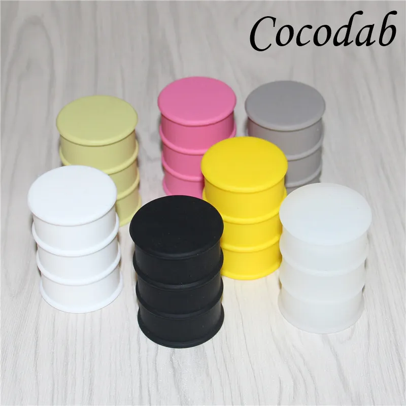 New silicone oil barrel container jars dab wax vaporizer oil rubber drum shape container 26ml large food grade silicon bubbler bong