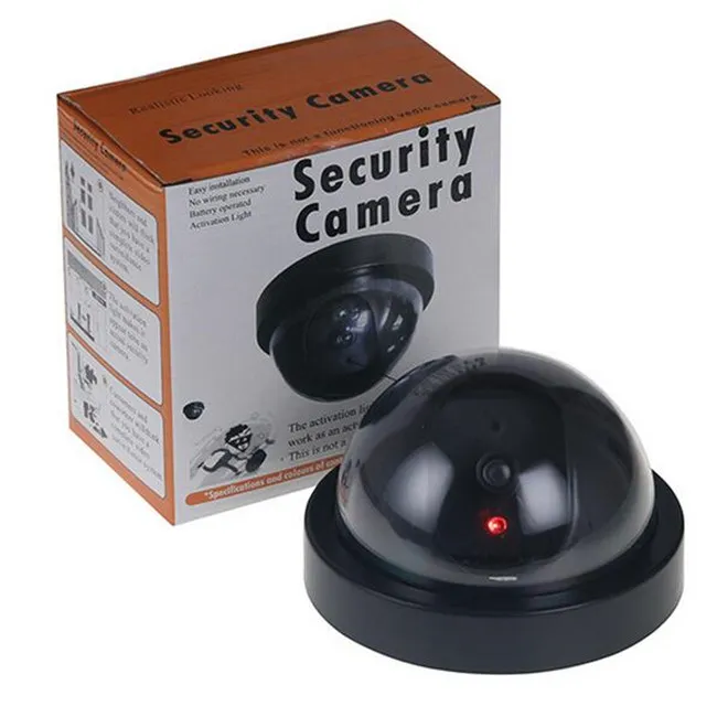 Dummy Wireless Security Fake Camera Simulated Video Surveillance CCTV Dome With Red Motion Sensor Detector LED Light Home Outdoor Indoor Battery Powered