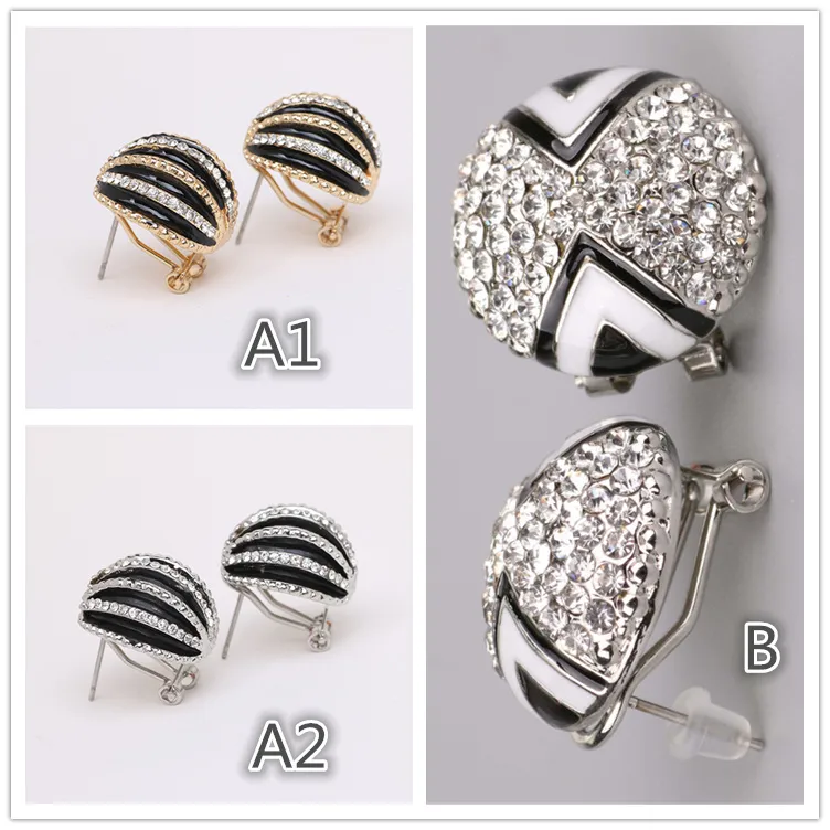 Stud Vintage Earrings Silver Gold Plated Tone Zircon Jewelry Hypo