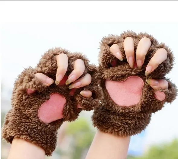 Winter Womens Kawaii Fingerless Gloves With Plush Paw Claw And Soft Half  Covered Mittens From Legou668, $33.02
