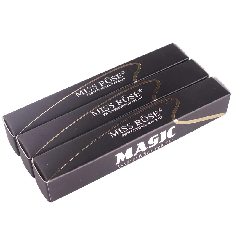 Miss Rose marca lápis de maquiagem líquido delineador lápis de secagem rápida à prova d 'água eye liner cor preta com carimbo de beleza lápis de olho