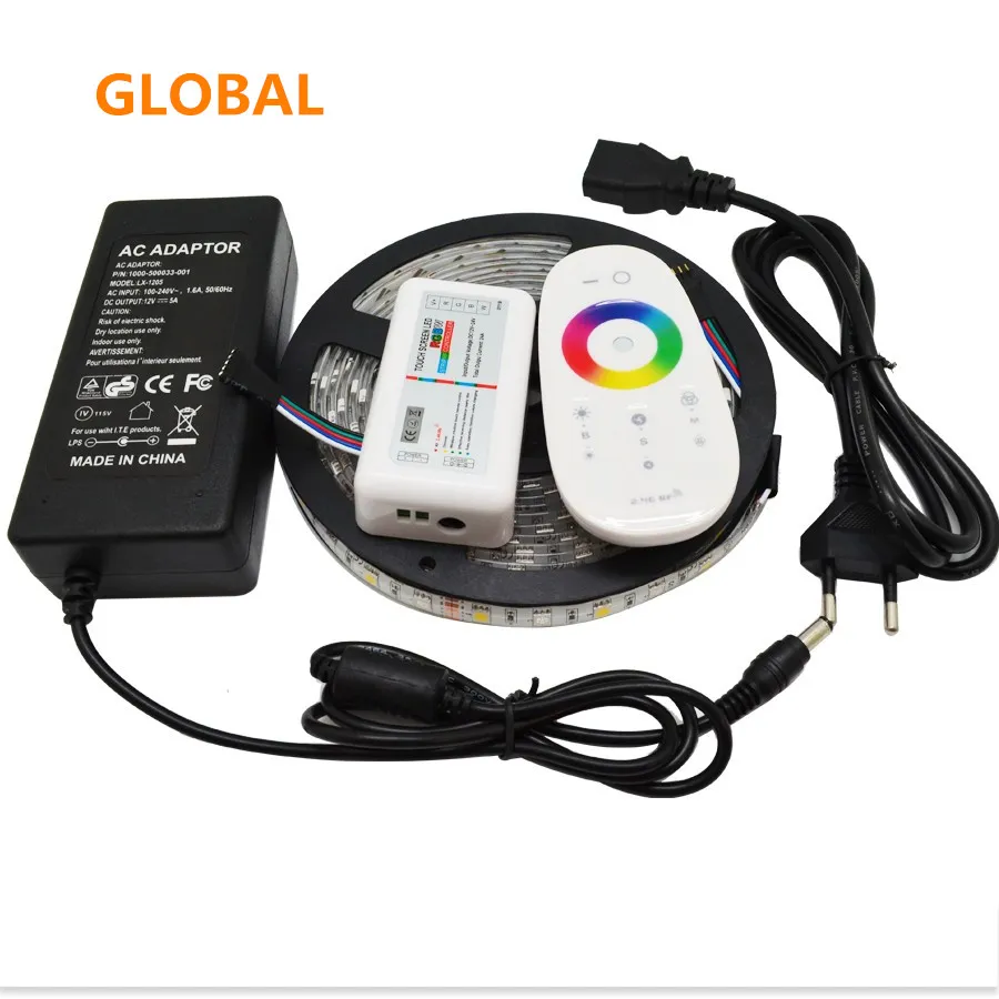 5M Flessibile RGBW 5050 SMD LED Strip Light IP65 Impermeabile DC12V RGB + Nastro a diodi bianchi + Telecomando RGBW + Adattatore di alimentazione 12V 5A 10 pz / lotto