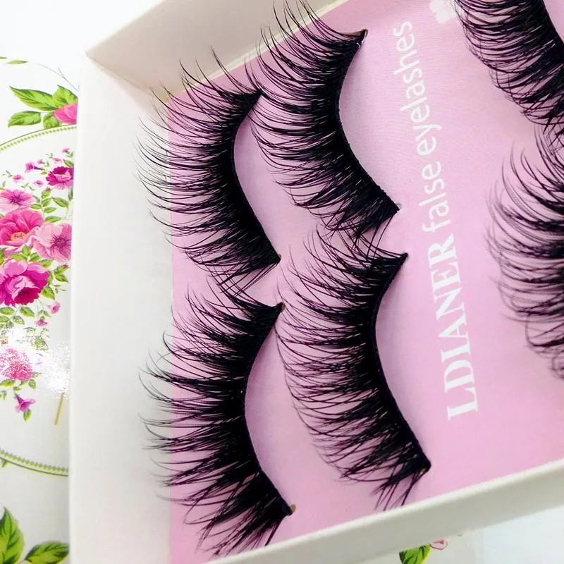 Wholesale - Wholesale- Women Lady Natural Eye Lashes Makeup Handmade Thick Fake Cross False Eyelashes Tools