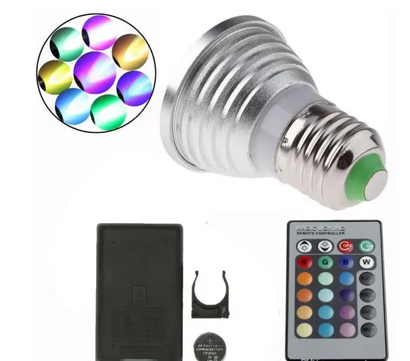 뜨거운 판매 3W E27 GU10 MR16 E14 RGB LED 스포트 라이트 1 홈 파티에 대 한 무선 컨트롤러와 LED 조명 변경 16 색 설정