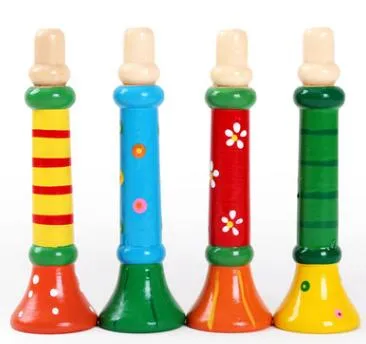 إمدادات حزب نوعية جيدة ملونة خشبية البوق البوق Hooter بوق لعبة تعليمية للطفل