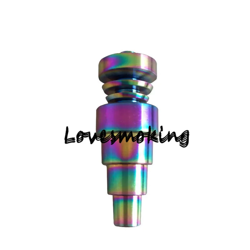 Rainbow Domeless Titanium nail With Quartz Cap titaniumTi Carp Cap Dabber Grade 2 6 in 1 10mm 14mm 18mm Female/Male Colorful Nail