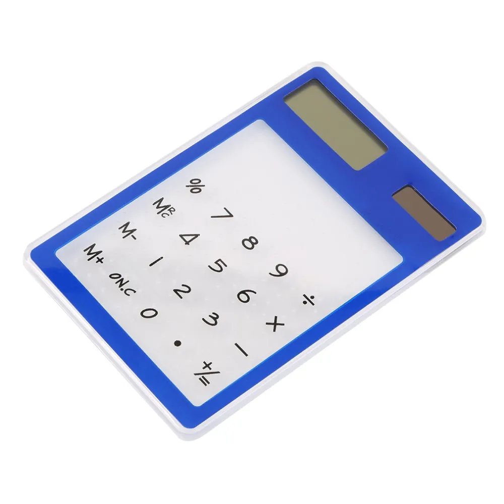 Touch Screen Ultra Slim Solar Power Lcd 8 Digit Credit Card Electronic Transparent Calculator Creative Gifts Mini Calculator
