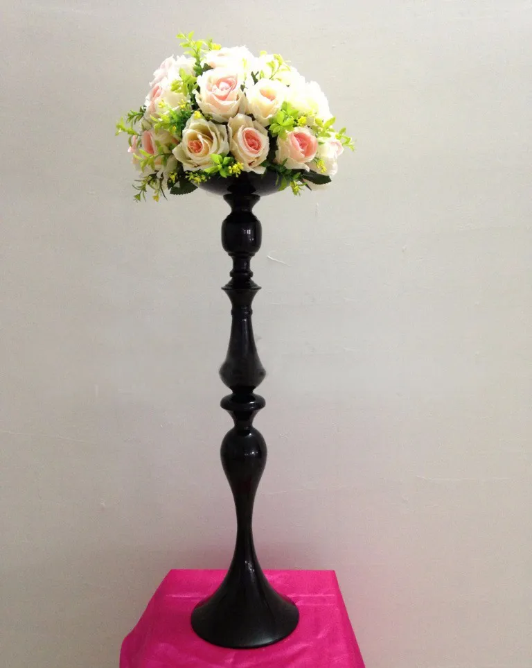 Vaso de Flores de Mesa de Centro de mesa de Casamento Fornecimento de Festa suporte de vela preto 2 pçs / lote