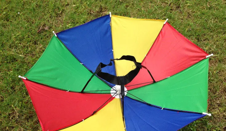 Faltbare Sonne Regenbogen Regenschirm Hut Outdoor Golf Angeln Camping Schatten Strand Kopfbedeckung Kopf Kappe Regenschirme Für Erwachsene Kinder ZJ-U01