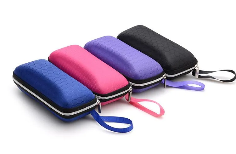 pressure-proof sunglasses case zipper crush resistance small glasses Protection box portable with lanyard wa3273