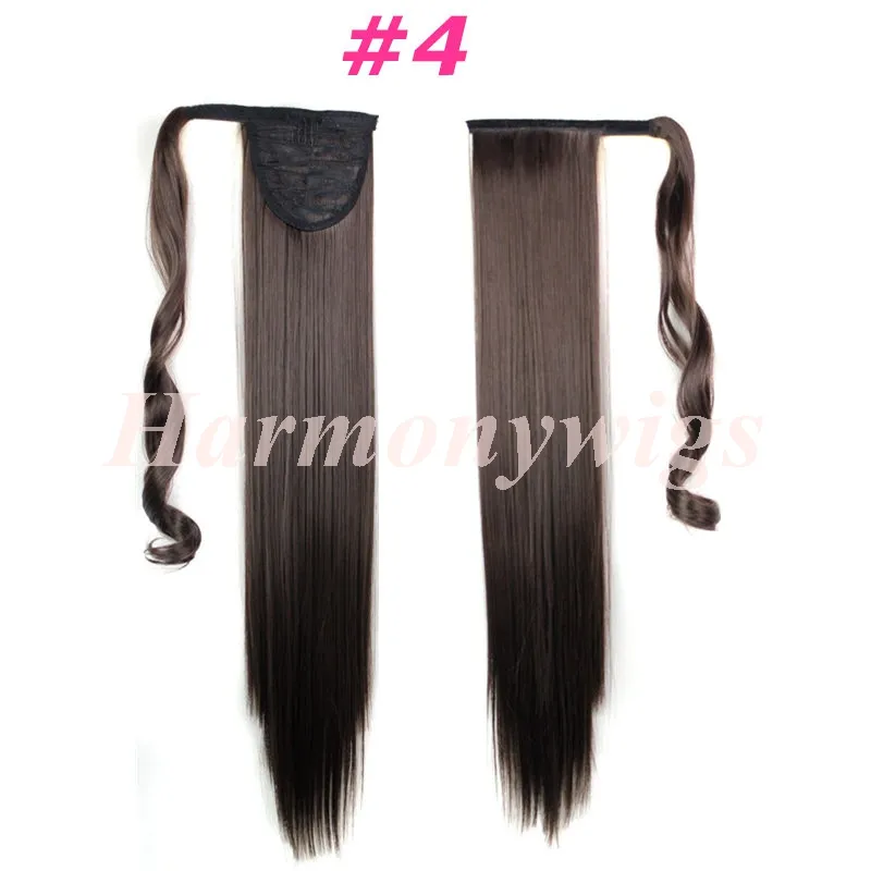 Clip Hair Ponytails Syntetiska dragningar Ponny Tails Straight Hair Pieces 24inch 120g Hårförlängningar Kvinnor Mode