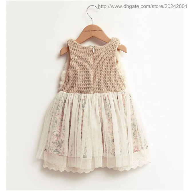 baby Girls 1 to 7 years winter floral tulle dresses, children lace clothes, retail kids boutique fall/spring clothing, R1ES12DS-86