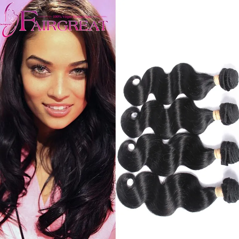 4bundles brésilien vague de corps cheveux humains 100% non transformés extensions de cheveux humains vague de corps extensions de cheveux humains couleur naturelle bonne qualité