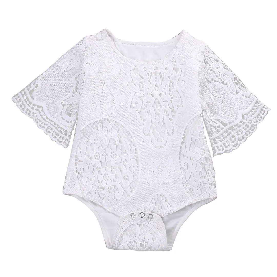 NOUVEAU Été pour bébés filles Cornite de chauve-souris blanche Lace Baber Baby Baby Jumps combinaison pour enfants Vêtements de soleil