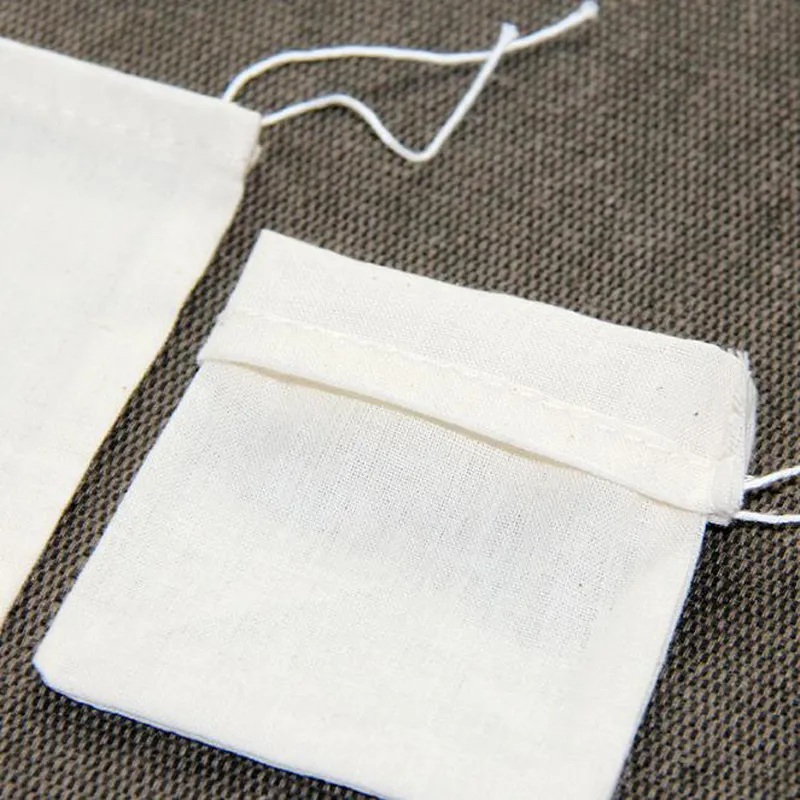 Whole Portable 8x10cm Cotton Muslin Reusable Drawstring Bags Packing Bath Soap Herbs Filter Tea Bags3114