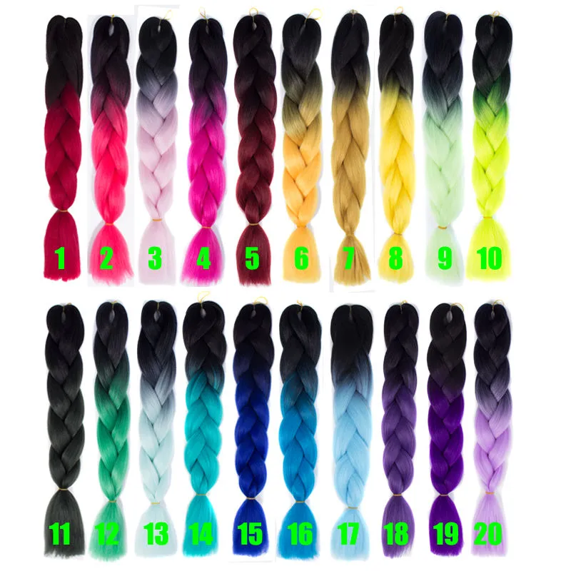 due toni nero marrone JUMBO TRECCE CAPELLI tresse cheveux 24 pollici jumbo intrecciare ombre box trecce capelli ricci kanekalon capelli sintetici all'uncinetto