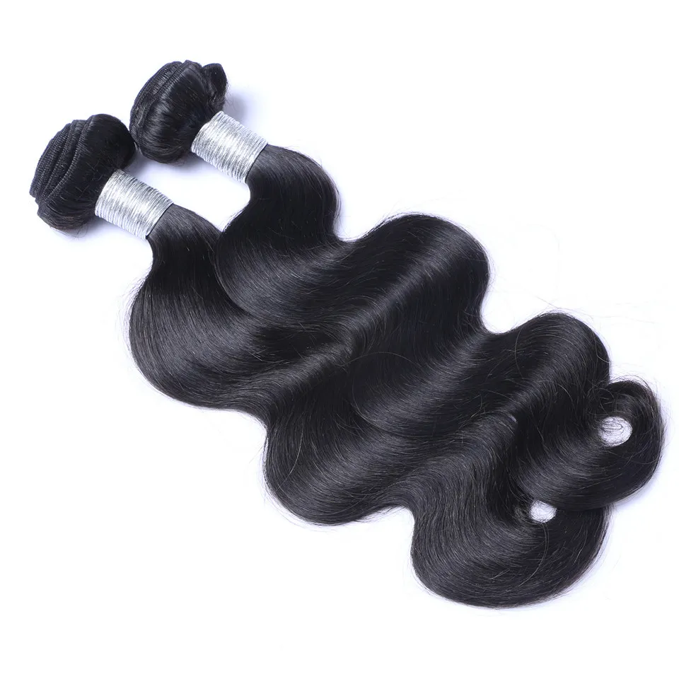El cabello virgen brasileño de la onda del cuerpo teje 8-30 pulgadas 100 g / pieza Extensiones de cabello negro natural / 