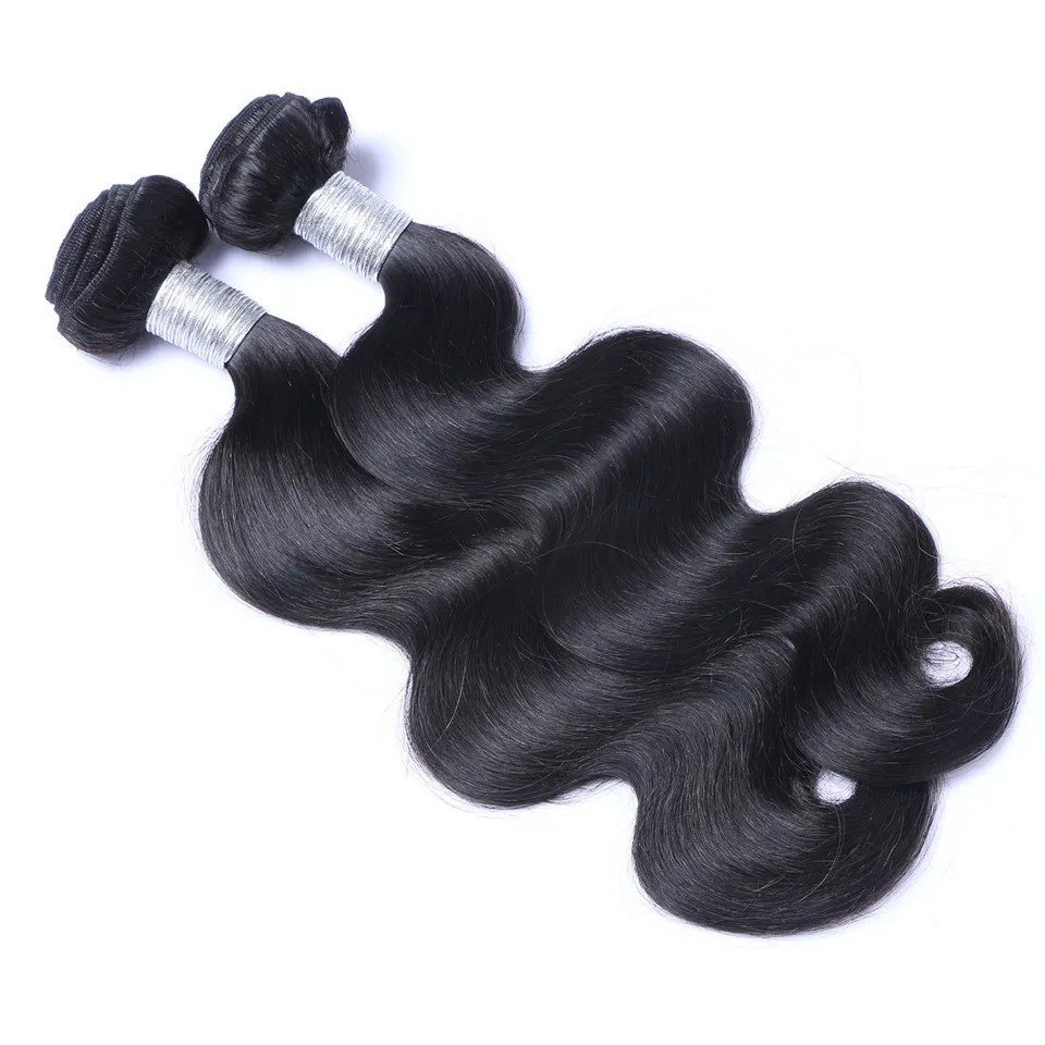 Brazilian Body Wave Human Virgin Hair Weaves 8-30 tum 100g/styck Natursvart 2sthårförlängningar