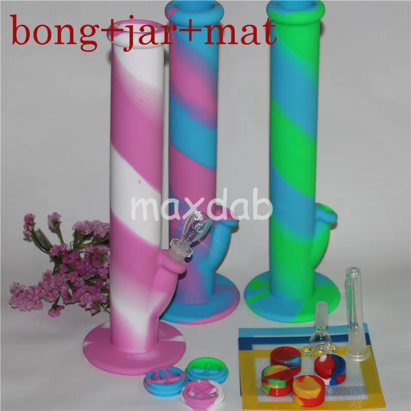 wholesale silicone water pipe color smoking pipes with glass bowl long silicone bongs height 14 silicone water bong sold by whole set