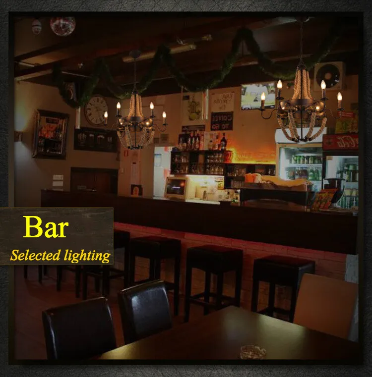 مصابيح قلادة رجعية فاخرة الحبل الصناعي Edison Vintage Restaurant Bar Light American Style Mistures Nordic Lighting Tiptures