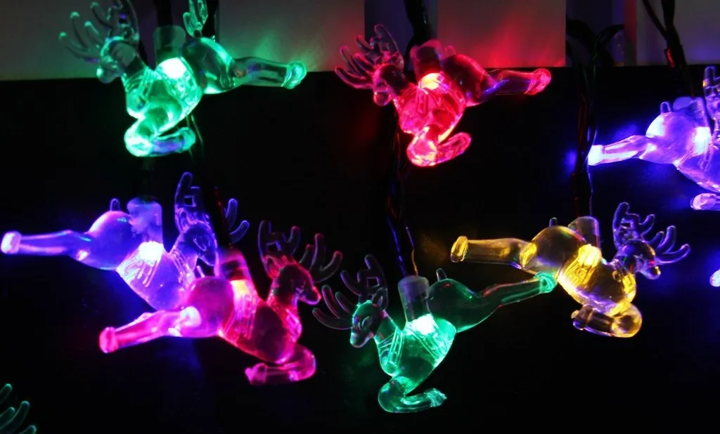 Оптом солнечные светодиодные струны света на открытом воздухе 20 футов 30 светодиодов оленей фея водонепроницаемый рождественский светильник для сада