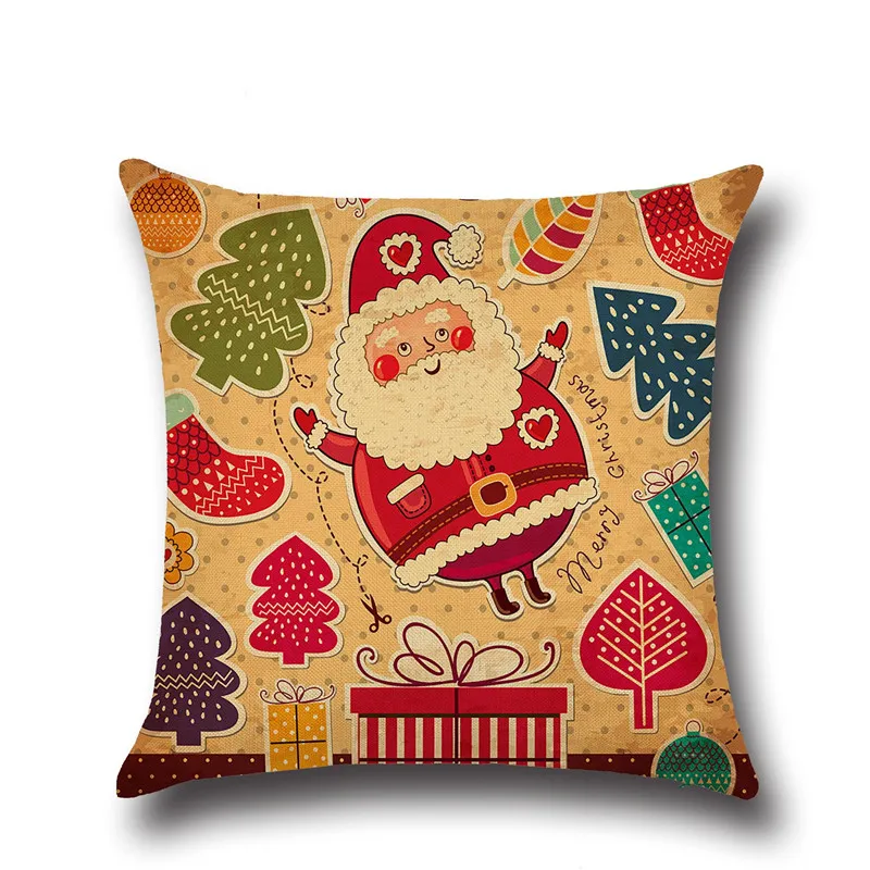 Christmas Cushion Cover Santa Claus Pattern Square Pillow Case for Sofa Home Decorative Pillow snow man christmas tree 7