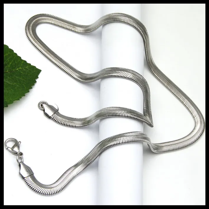 Хорошие подарки для друзей из нержавеющей стали мода плоский змея цепи женщины мужчины ожерелье серебряный тон 5 мм 21.6 