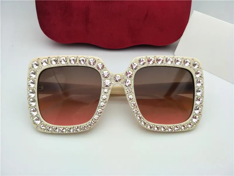 New designer sunglasses 0148 mosaic diamonds design fashion sunglasses for women large square frame small legs sun glasses