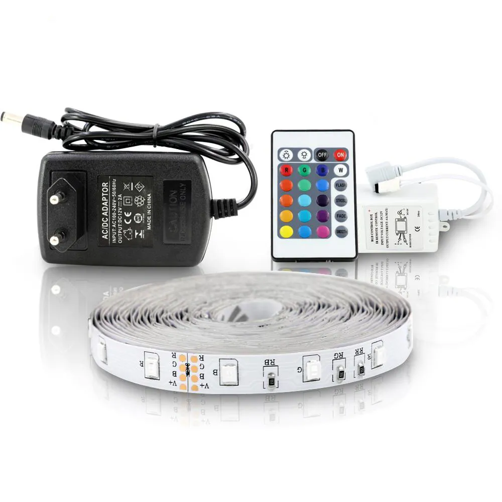 5 متر 300 المصابيح غير ماء rgb led قطاع ضوء 3528 DC12V 60 المصابيح / م الإضاءة مرنة سلسلة الشريط الشريط مصباح الديكور المنزل مصباح