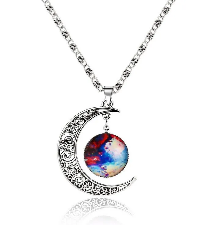 Collana di luna galassia luna di buona qualità sezione esplosione collana di gemme al chiaro di luna YP107 Ciondolo di arti e mestieri con catena