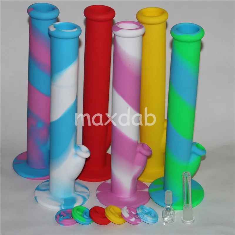 Partihandel silikonbongs vattenpipa med glasskål obrytbar silikon dabb oljerigg bubbla silikon vattenrör för rökning för rökning