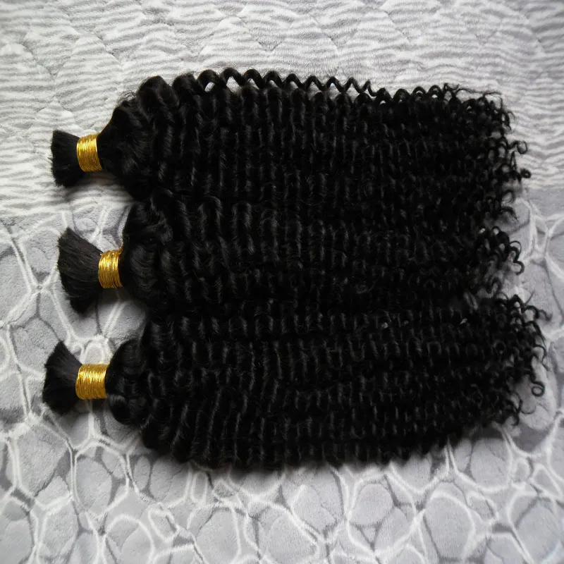 Mongolisches verworrenes lockiges Bulk-Haar, 300 g, kein Schuss, menschliches Haar, Bulk zum Flechten, 3 Stück, brasilianisches Flechthaar, Bulk, kein Schuss