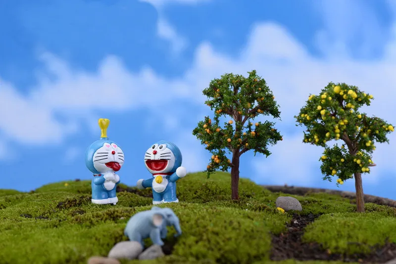 Mini boneca artificial Doraemon Garden Decorações Fadas Jardim Miniatures Gnomes Musgo Micro Paisagismo Tarrariums Resina Artesanato Estatuetas Para Decoração Home