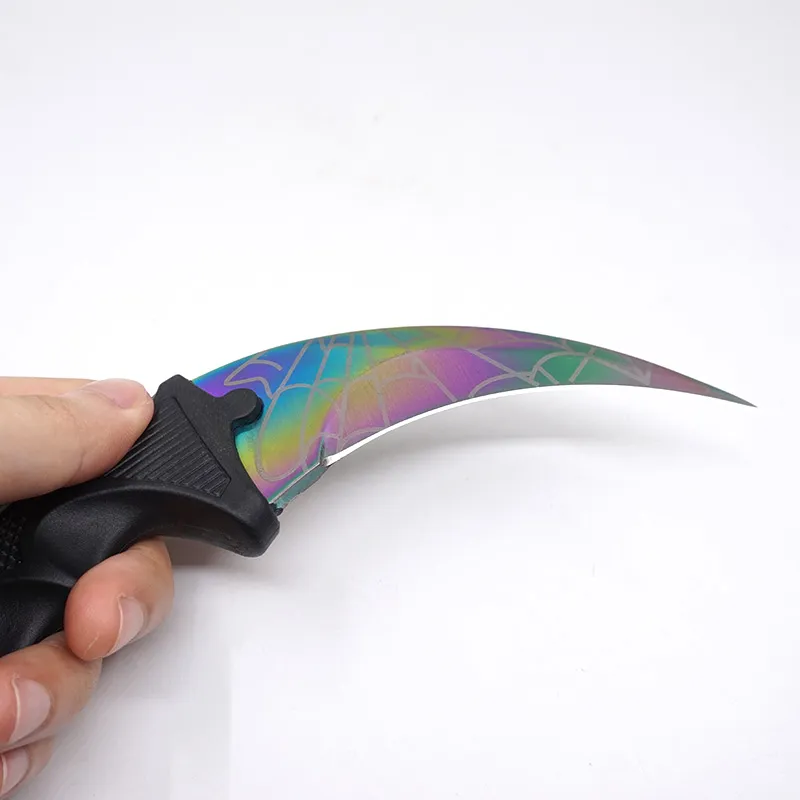 Counter Strike CS GO Couleur Titane Couteau de Survie Couteau Karambit Lame Fixe En Acier Inoxydable En Plein Air Traning Rescue Camping Outils