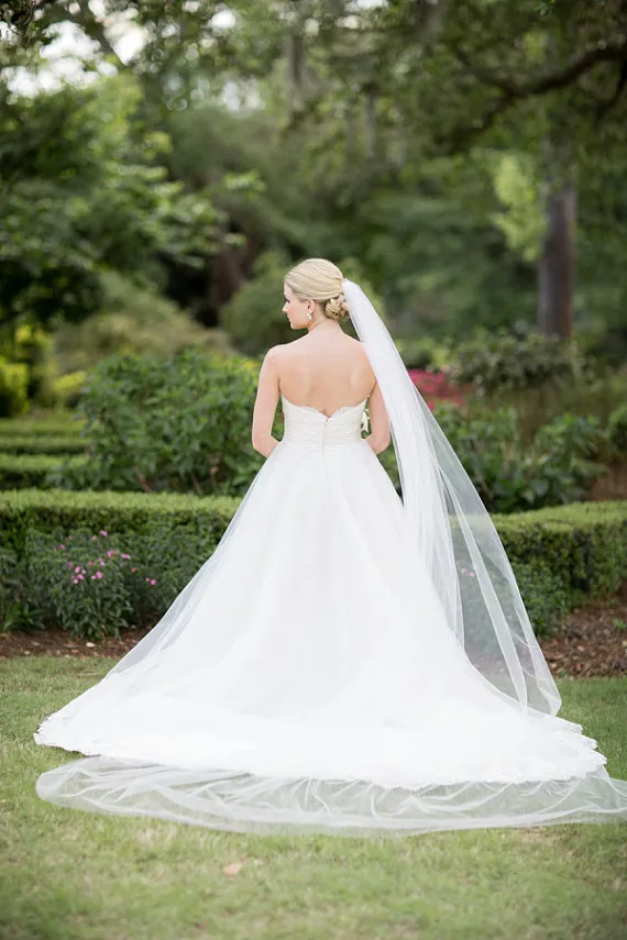 Nouvelle vente 3M legth blanc ivoire voile de mariage cathédrale bord coupé une couche avec peigne voiles de mariée B56