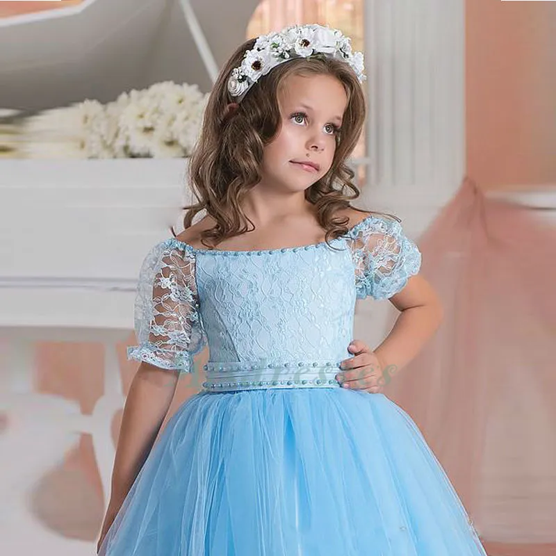 Princesa azul flor ni a vestidos ni as desfile vestido 2017 primera comuni n vestido para ni as cumplea os vestidos ni os graduaci n vestidos de noche
