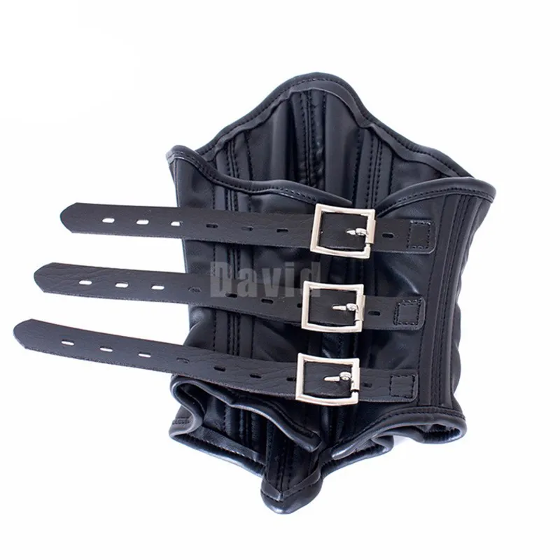 Black Leather Muzzle Mask For Sex Slave Adjustable Straps Buckle Belt Chin Lock Bondage BDSM Kinky Sex Product1722538