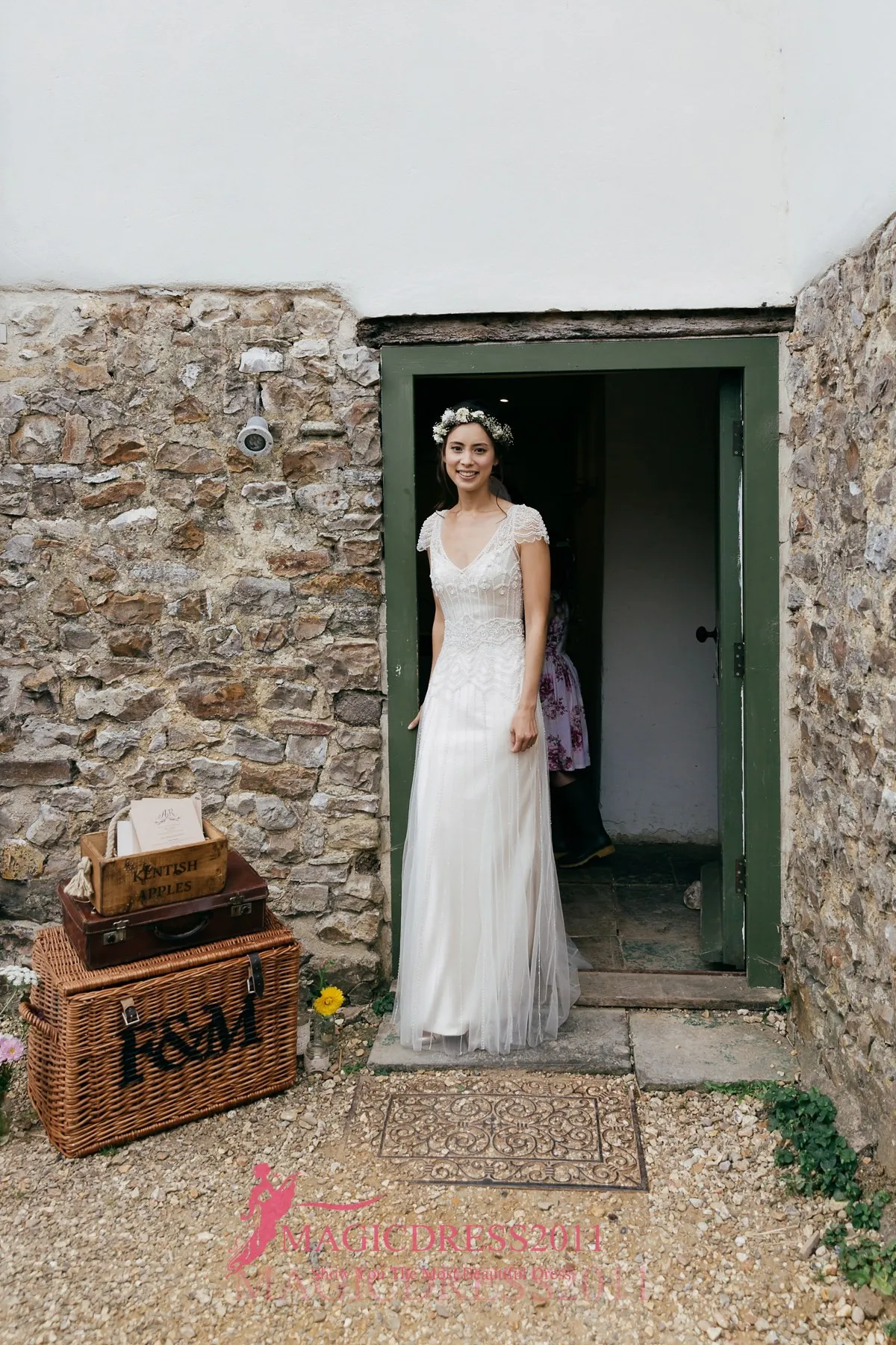 2019 빈티지 웨딩 드레스에 대 한 짧은 소매 A 라인 깊은 V- 넥 메이저 페르시 아산 된 Jenny Packham와 현대 웨딩 드레스