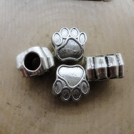 Bead Caps Antique Silver Tone Bear's Paw Charm Beads Fit European Bracelet 11x11mm