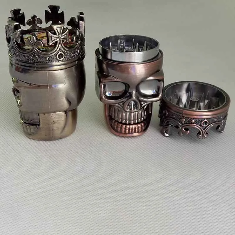 King Skull Shape plastic Tobacco Smoking Grinder Herb Smoke Grinders Tools Muller Magnetic Abrader Crusher 3 parts 