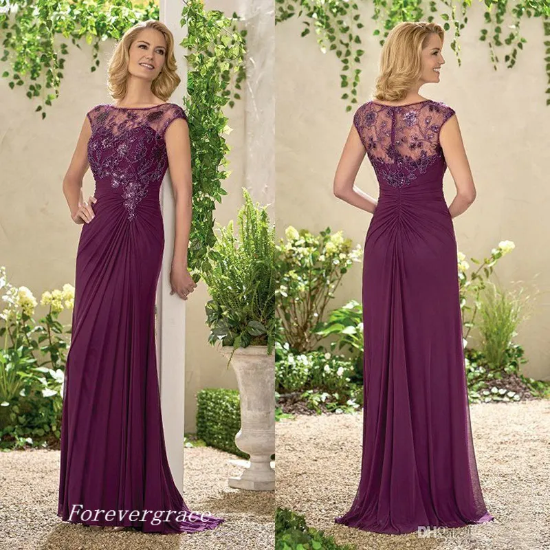 Elegant Long New Plum Column Mother of the Bride Dresses Zipper Back Formal Godmother Evening Wedding Guests Dress Custom Made Plus Size