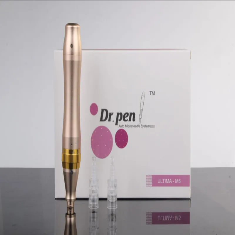 Новое Прибытие Золотой металл Derma Pen Wireless / Wired Dr.pen M5-C / W Автоматическая уход за кожей Электрическая Дерма Марка Терапия Ручка против старения